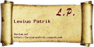 Levius Patrik névjegykártya